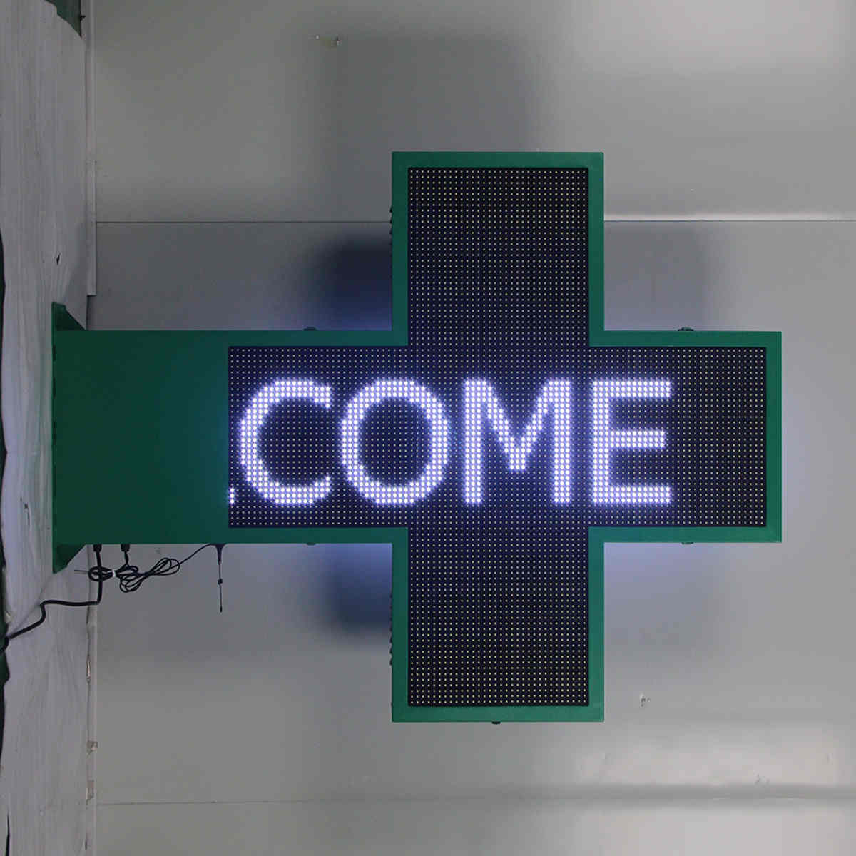 P10 white Pharmacy Cross Screen,96cm Cross Advertising Light Box Outdoor Double-sided Hospital Display