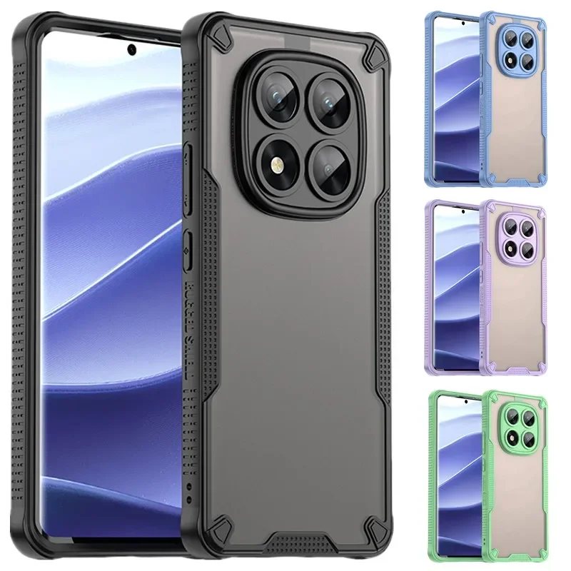 Luxury Hybrid Armor Rugged PC Case For Redmi Note 15 14 Pro Plus 5G Full-pack Camera Shockproof Buffer Airbag Protect Hard Cover