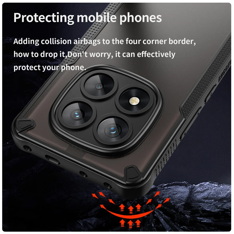 Luxury Hybrid Armor Rugged PC Case For Redmi Note 15 14 Pro Plus 5G Full-pack Camera Shockproof Buffer Airbag Protect Hard Cover