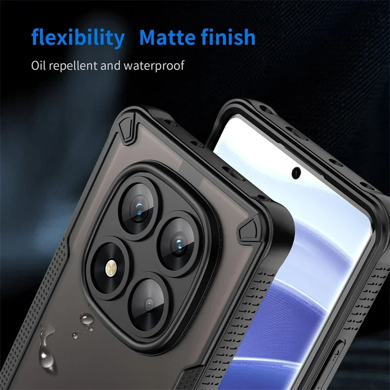 Luxury Hybrid Armor Rugged PC Case For Redmi Note 15 14 Pro Plus 5G Full-pack Camera Shockproof Buffer Airbag Protect Hard Cover