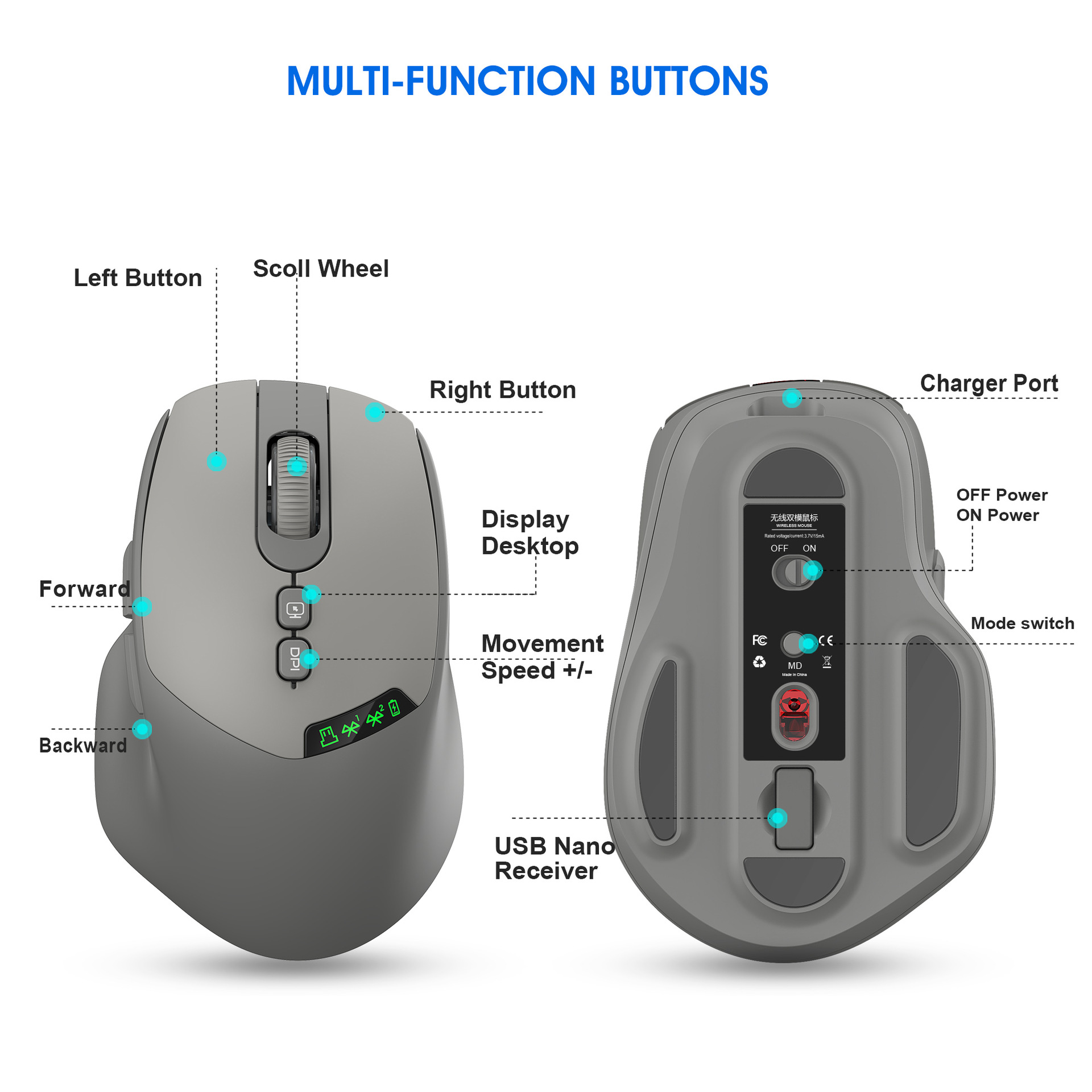 Wireless Bluetooth Mouse Laptop Office Silent Rechargeable Unlimited Sliding Mouse
