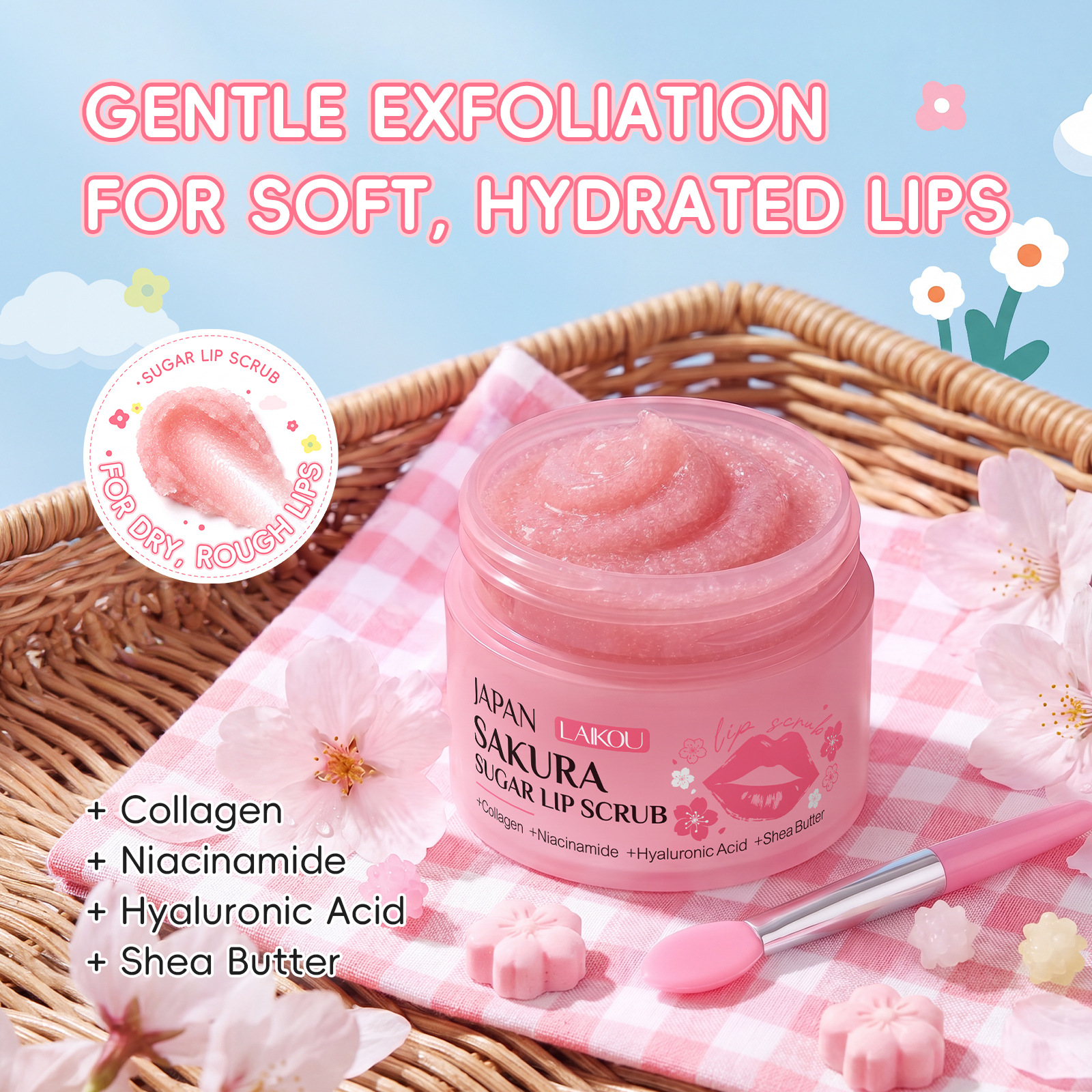 LAIKOU Japanese Cherry Blossom Sugar Lip Scrub 18g