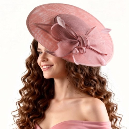 Creative large eave hat women's fashionable flower decoration linen top hat banquet hat retro high-end headwear sombrero