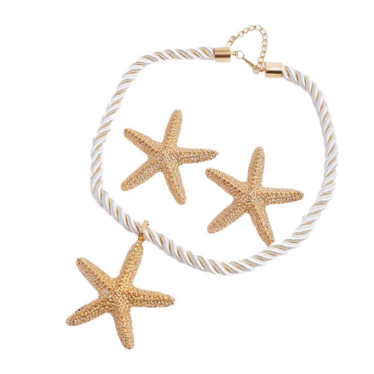 Beach Style Exaggerated Starfish Pendant Chunky Rope Necklace for Women Summer Collarbone Chain Necklaces Vocation Jewelry