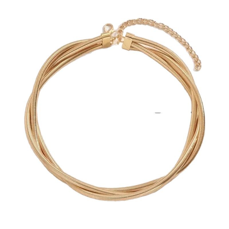 New Punk Style Gold Color Multilayer Wrap Necklace for Women Fashion Simple Design, Trendy Holiday Party Jewelry Accessories