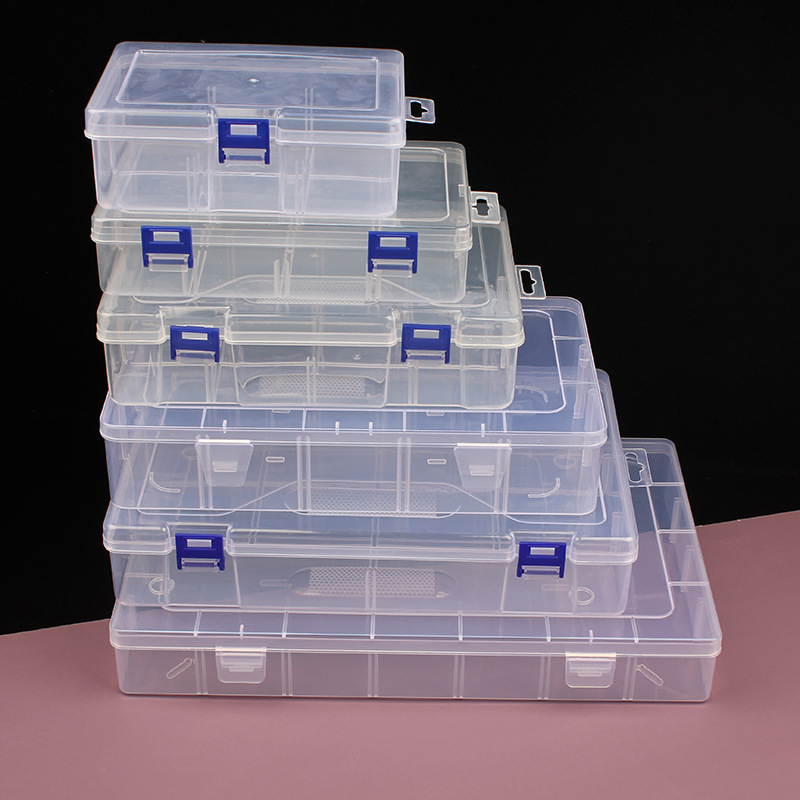 Transparent plastic small square box earphone case jewelry storage box component box jewelry stringing box