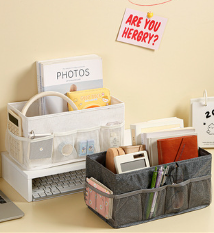 Desktop Clutter and Cosmetics Organizer Folding Multi Grid Dormitory Portable Mesh Divided Jewelry Storage Box