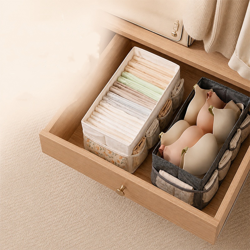 Desktop Clutter and Cosmetics Organizer Folding Multi Grid Dormitory Portable Mesh Divided Jewelry Storage Box