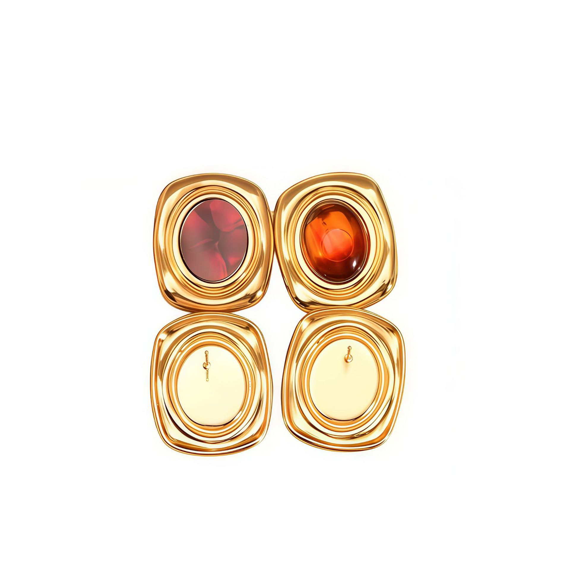 New cat eye gemstone earrings with high-end feel, stainless steel natural stone, sunflower vacuum plated fashionable earrings