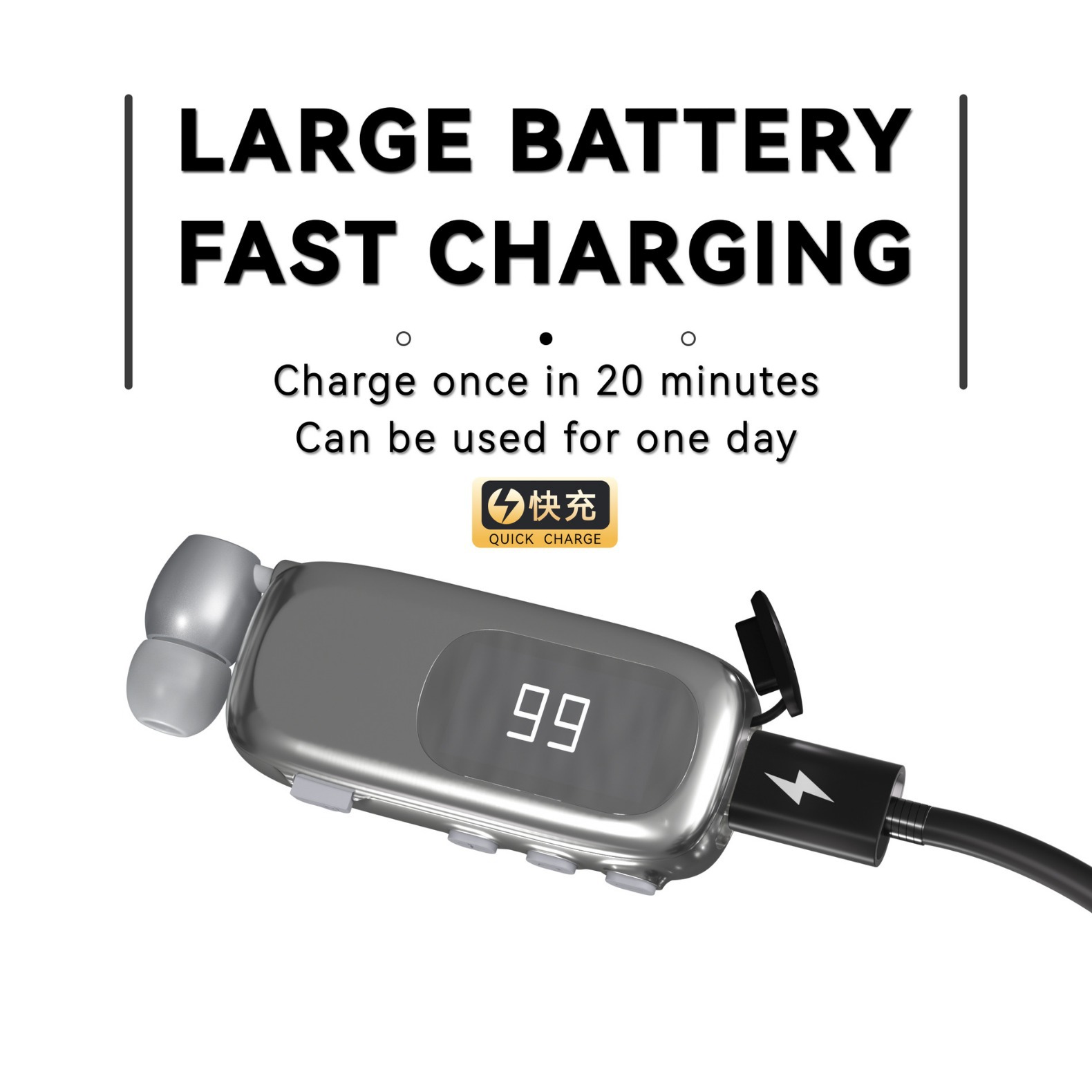 K75 Collar Clip on Phone Vibration Business In Ear Telescopic Cable Digital Noise Reduction Bluetooth Earphones