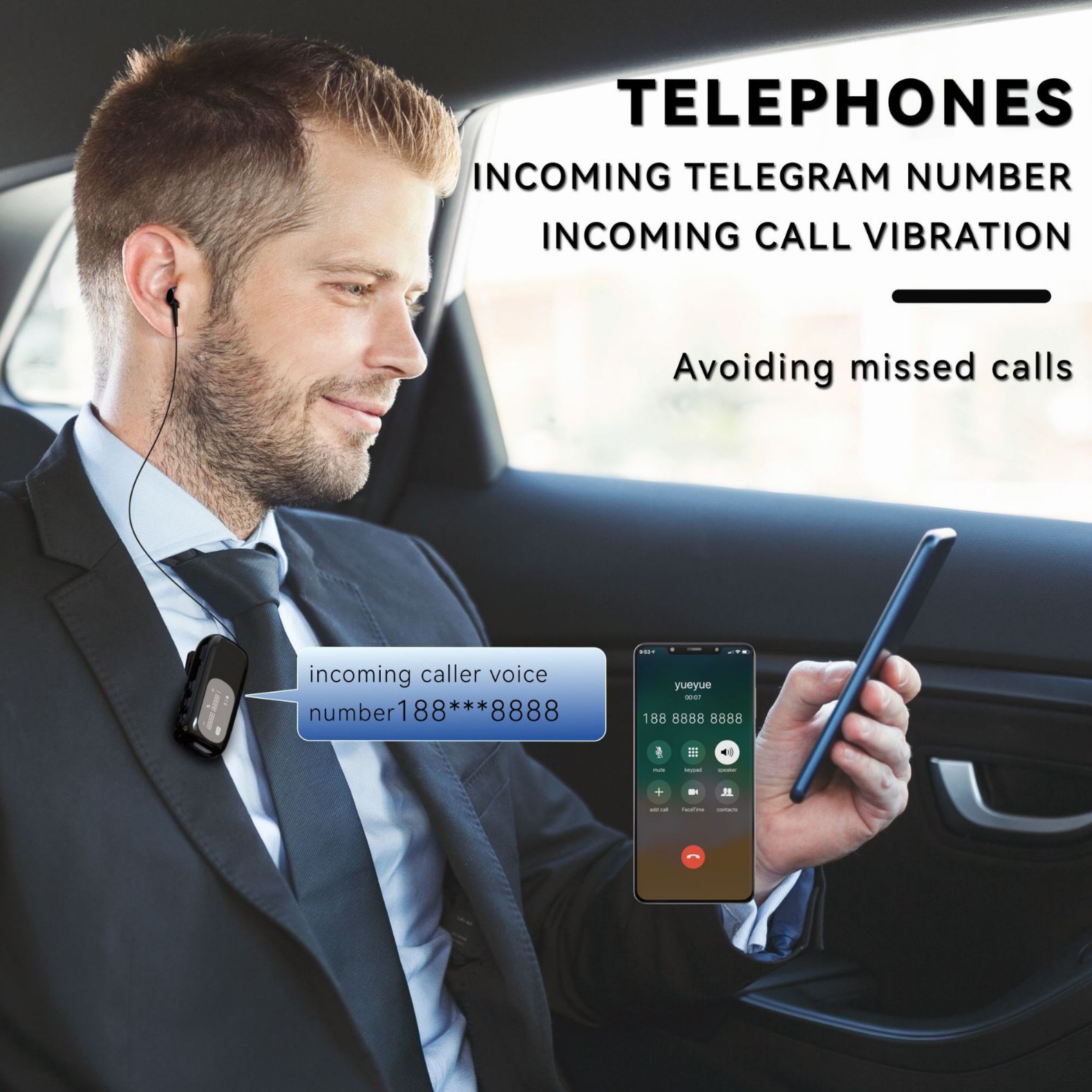 K75 Collar Clip on Phone Vibration Business In Ear Telescopic Cable Digital Noise Reduction Bluetooth Earphones