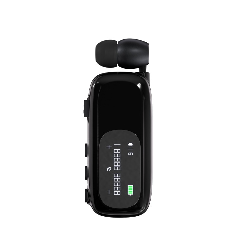 K75 Collar Clip on Phone Vibration Business In Ear Telescopic Cable Digital Noise Reduction Bluetooth Earphones