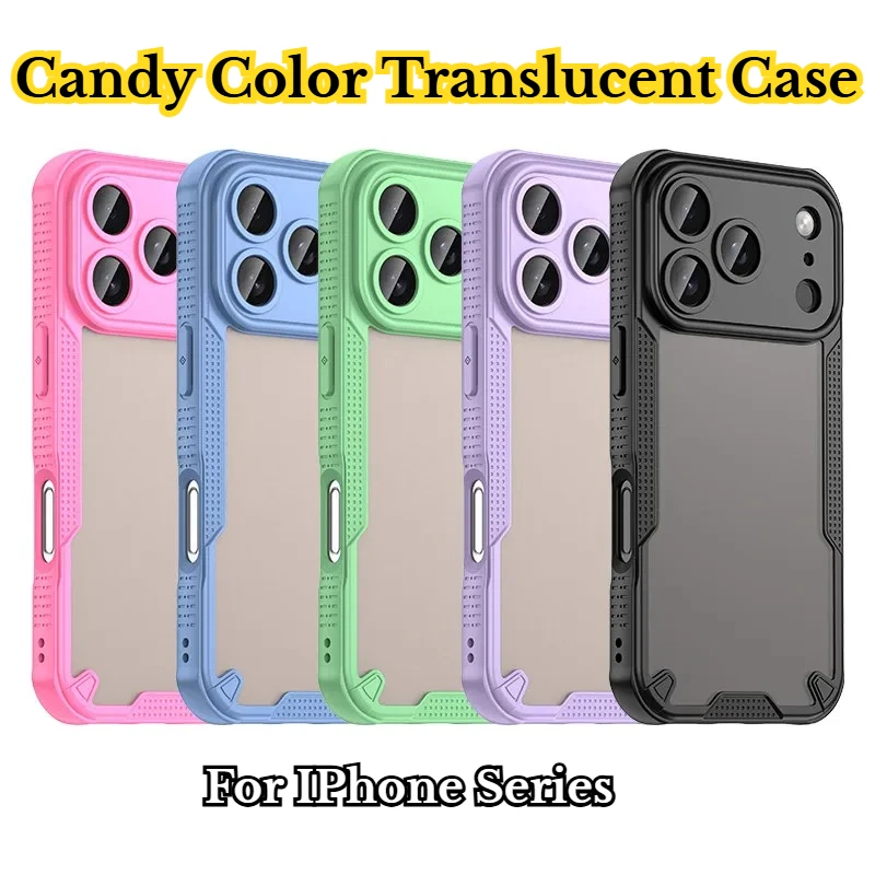 Trendy Translucent Matte Slim Protect Cover for IPhone 17E 17 Air Pro Max Shockproof Hard PC Frame Bumper Phone Case