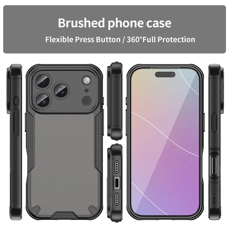 Trendy Translucent Matte Slim Protect Cover for IPhone 17E 17 Air Pro Max Shockproof Hard PC Frame Bumper Phone Case