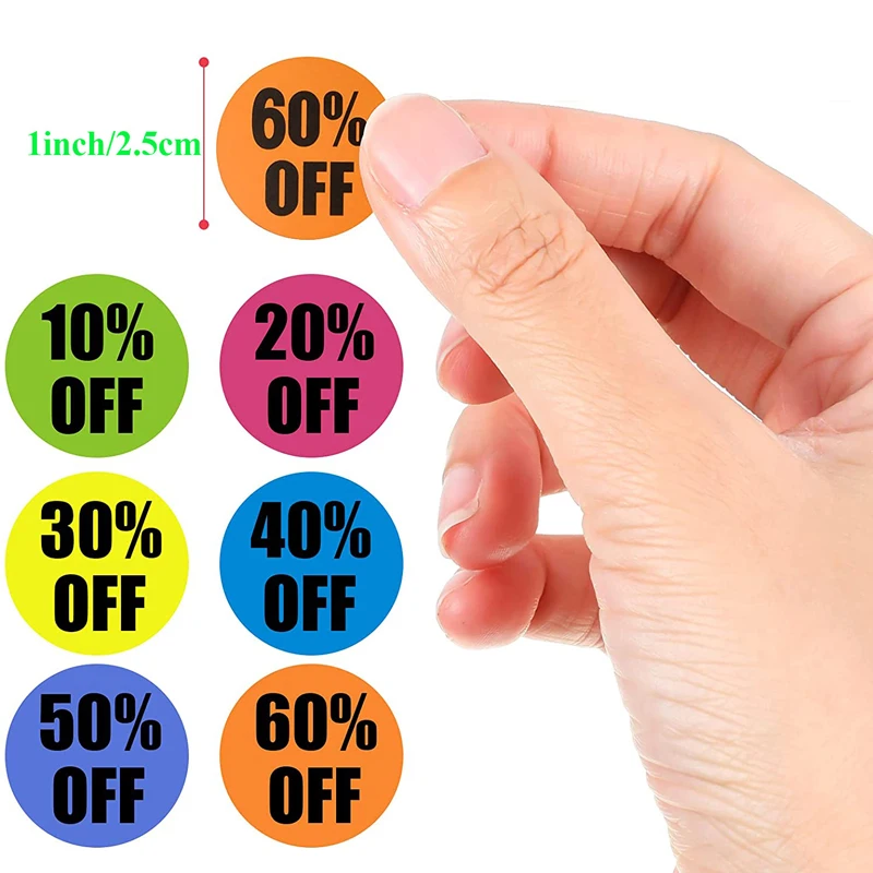 500pcs Percent Off Sticker 10 To 60 Percent Off Clearance Discount Pricemarker Stickers Labels for Retail Store Promotion Sale