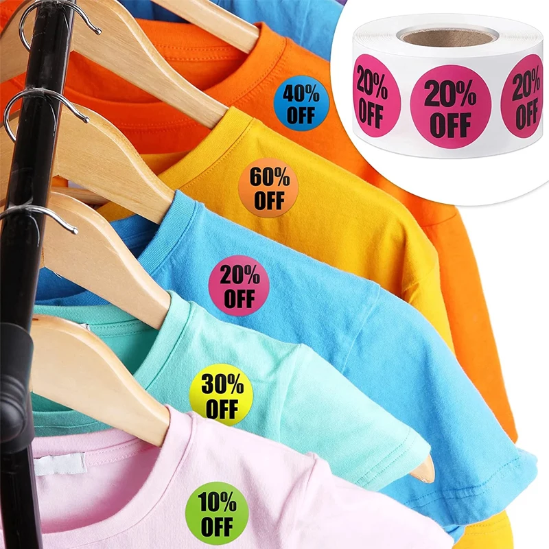 500pcs Percent Off Sticker 10 To 60 Percent Off Clearance Discount Pricemarker Stickers Labels for Retail Store Promotion Sale