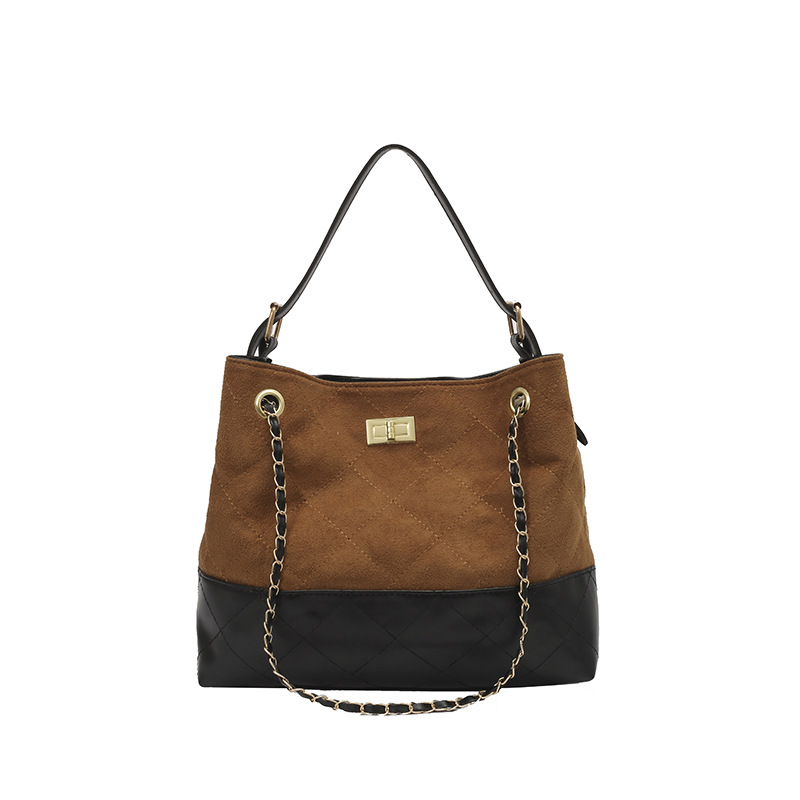 Retro Chain Strap Tote Bag Fashionable Minimalist Crossbody Shoulder Bag Street Style PU Material Medium Size Magnetic Buckle