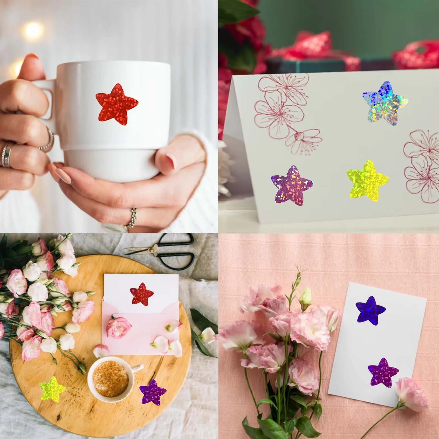 wholesale 500pcs Holographic Color Stickers for Wall Crafts Classroom Teachers Supplies for Kids Reward Foil Star Label Stickers