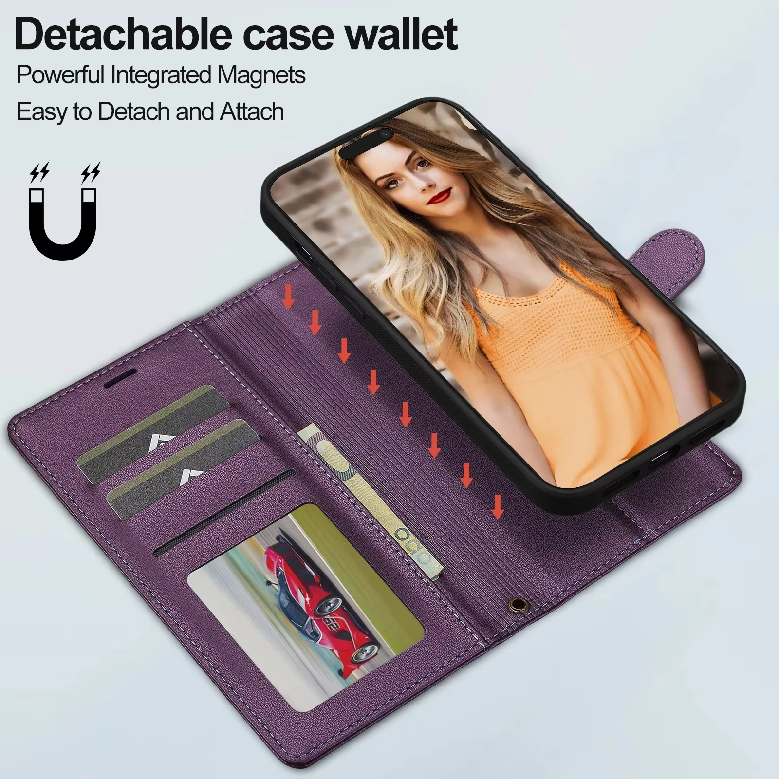 2 in 1 Removable Flip Leather Case For iPhone 17 Pro Max 16 15 14 13 12 Pro Max 14 15 16 Plus 17Air Magnetic Wallet Cover