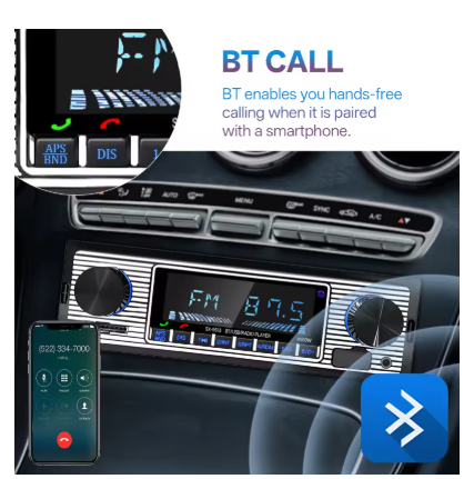 Hippcron Car Radio 1 Din Car MP3 Stereo Audio Player Bluetooth FM Receiver Support AUX/USB 12V Universal