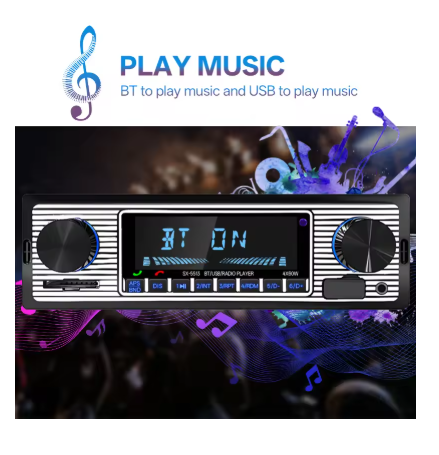Hippcron Car Radio 1 Din Car MP3 Stereo Audio Player Bluetooth FM Receiver Support AUX/USB 12V Universal