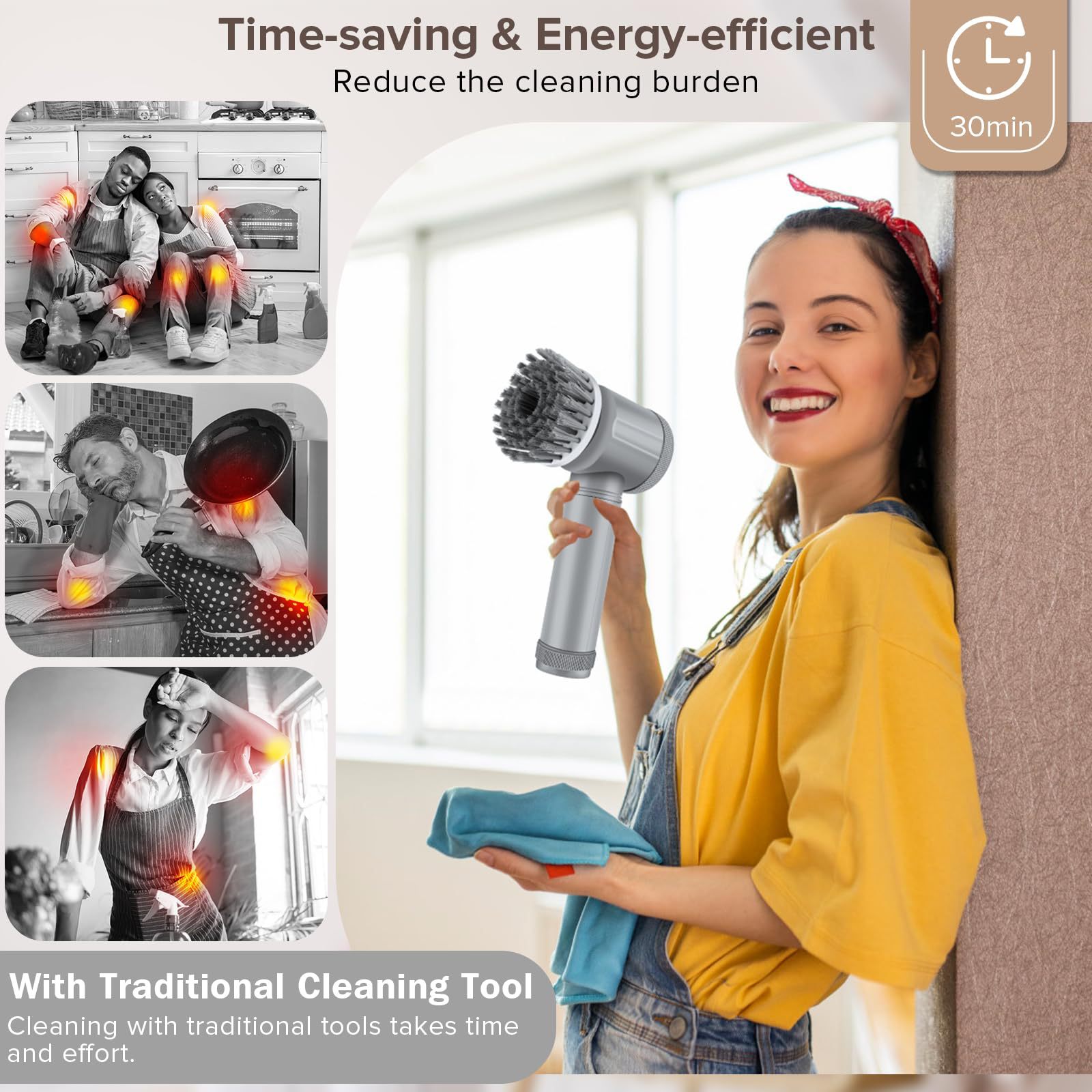 TEMU Electric Cleaning Brush Kitchen and Bathroom Multifunctional Cleaner Electric Shoe Shining