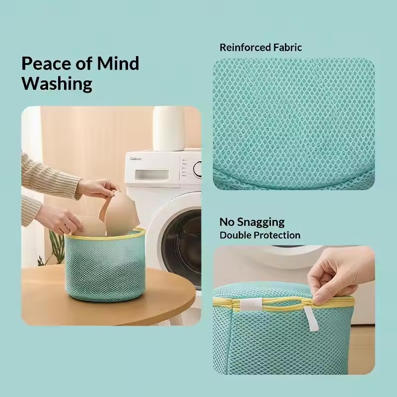 Reusable Mesh Laundry Bag Anti Deformation Structure Smooth Zipper For Washing Bras Delicate Clothes