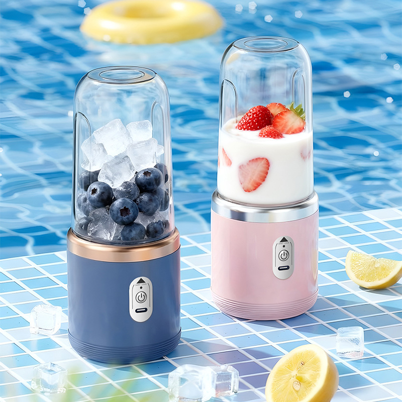 USB Portable Juice Blender, Electric Fruit Cup for Travel, Personal Smoothie Maker with 6 Blades, UK Plug Charging (USB Cable In