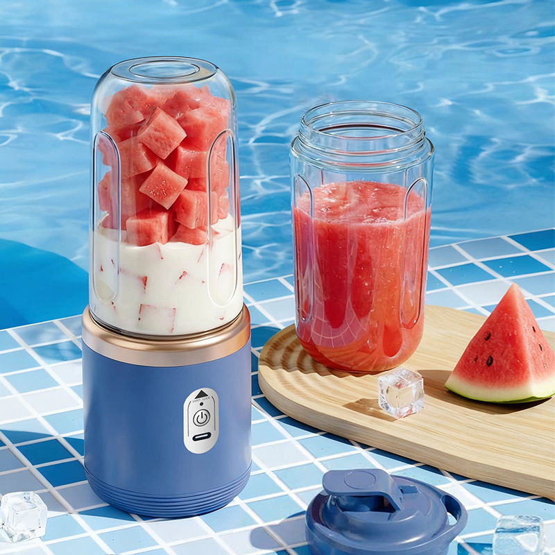 USB Portable Juice Blender, Electric Fruit Cup for Travel, Personal Smoothie Maker with 6 Blades, UK Plug Charging (USB Cable In