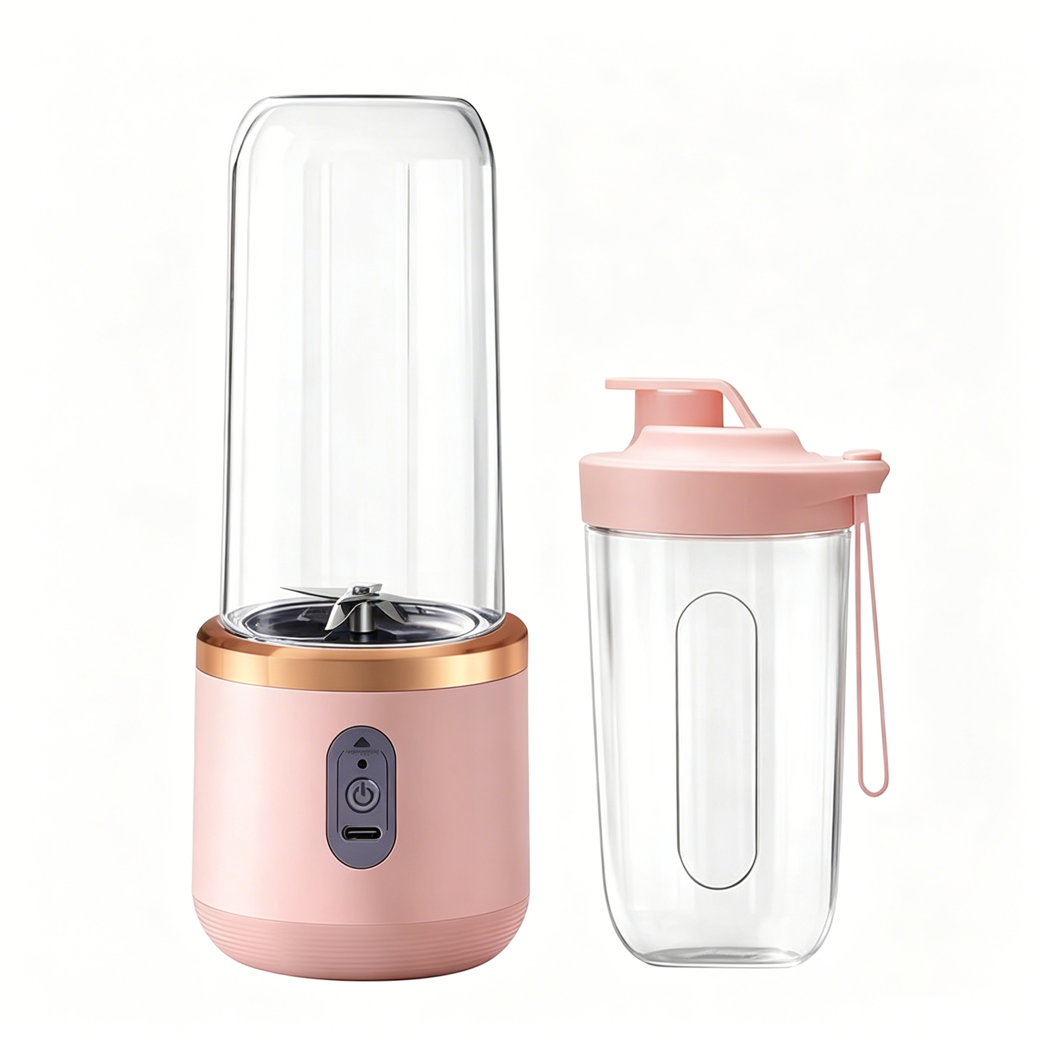 USB Portable Juice Blender, Electric Fruit Cup for Travel, Personal Smoothie Maker with 6 Blades, UK Plug Charging (USB Cable In