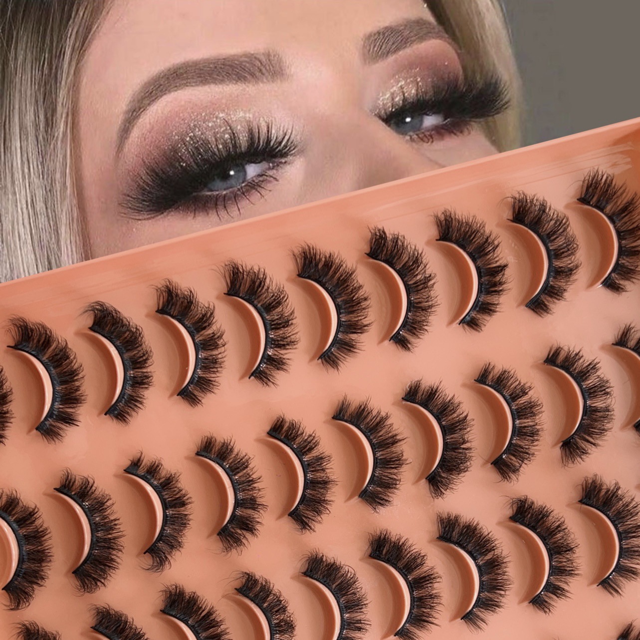 Top selling 20 pairs mixed 6D faux mink fur false eyelashes naturally curled up eyelashes European and American thick eyelashes