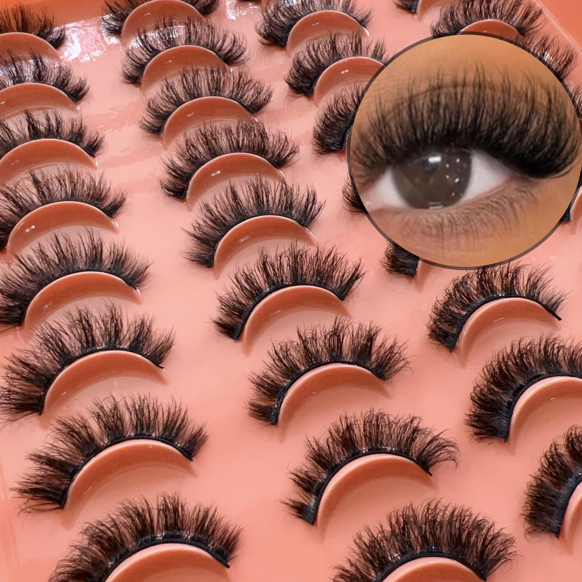 Top selling 20 pairs mixed 6D faux mink fur false eyelashes naturally curled up eyelashes European and American thick eyelashes