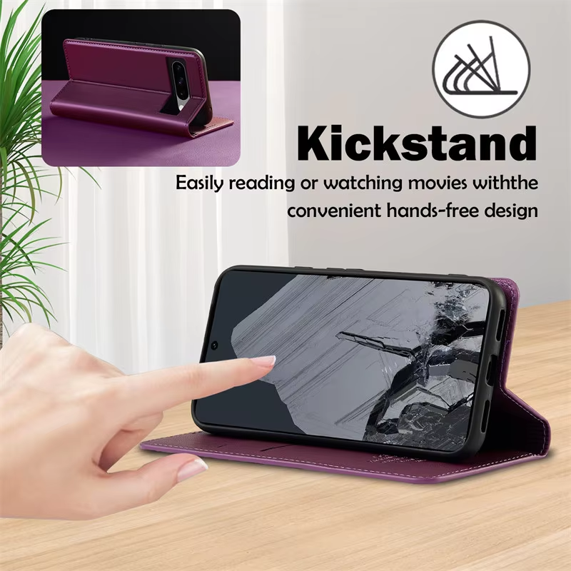 LC.imeeke Magnetic Flip Leather Phone Case for Google Pixel 11 10 9 Pro XL 8 7 Pro 9A 8A 7A Wallet Card Back Cover Etui Coque