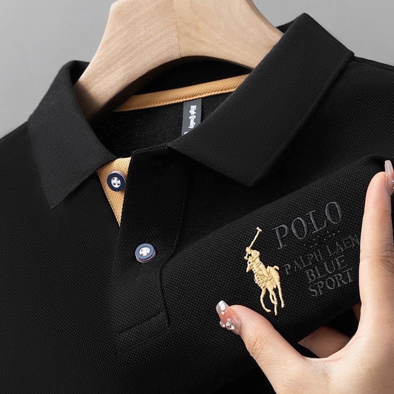 Men's short sleeved polo shirt with loose embroidery, Paul's casual new short sleeved T-shirt, business T-shirt