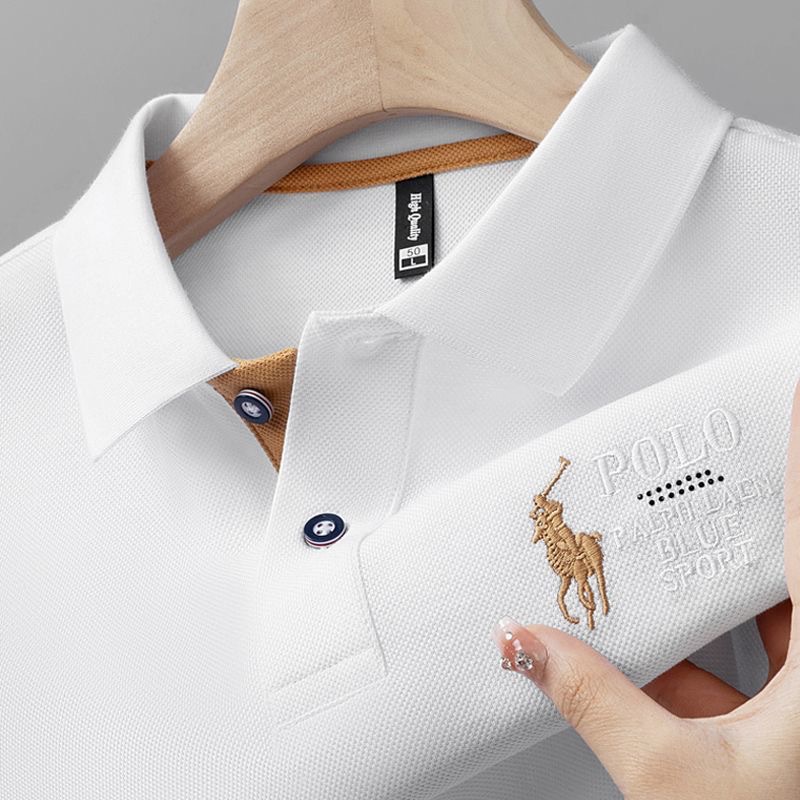 Men's short sleeved polo shirt with loose embroidery, Paul's casual new short sleeved T-shirt, business T-shirt