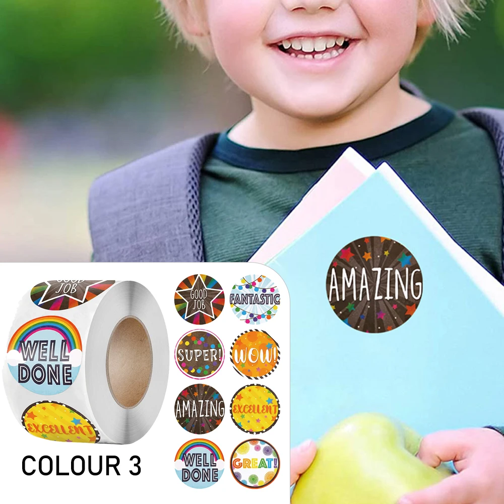 500pcs Cute Reward Stickers Roll with Word Motivational Stickers for School Teacher Kids Student Stationery Stickers Kids