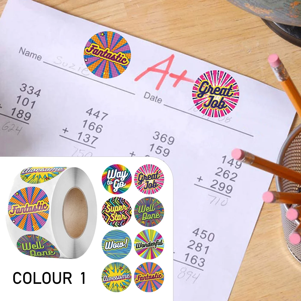 500pcs Cute Reward Stickers Roll with Word Motivational Stickers for School Teacher Kids Student Stationery Stickers Kids