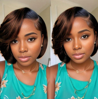 European and American wigs Ladies' parted bangs short hair wig Micro roll shaped wig Fashion lace synthetic full head cover