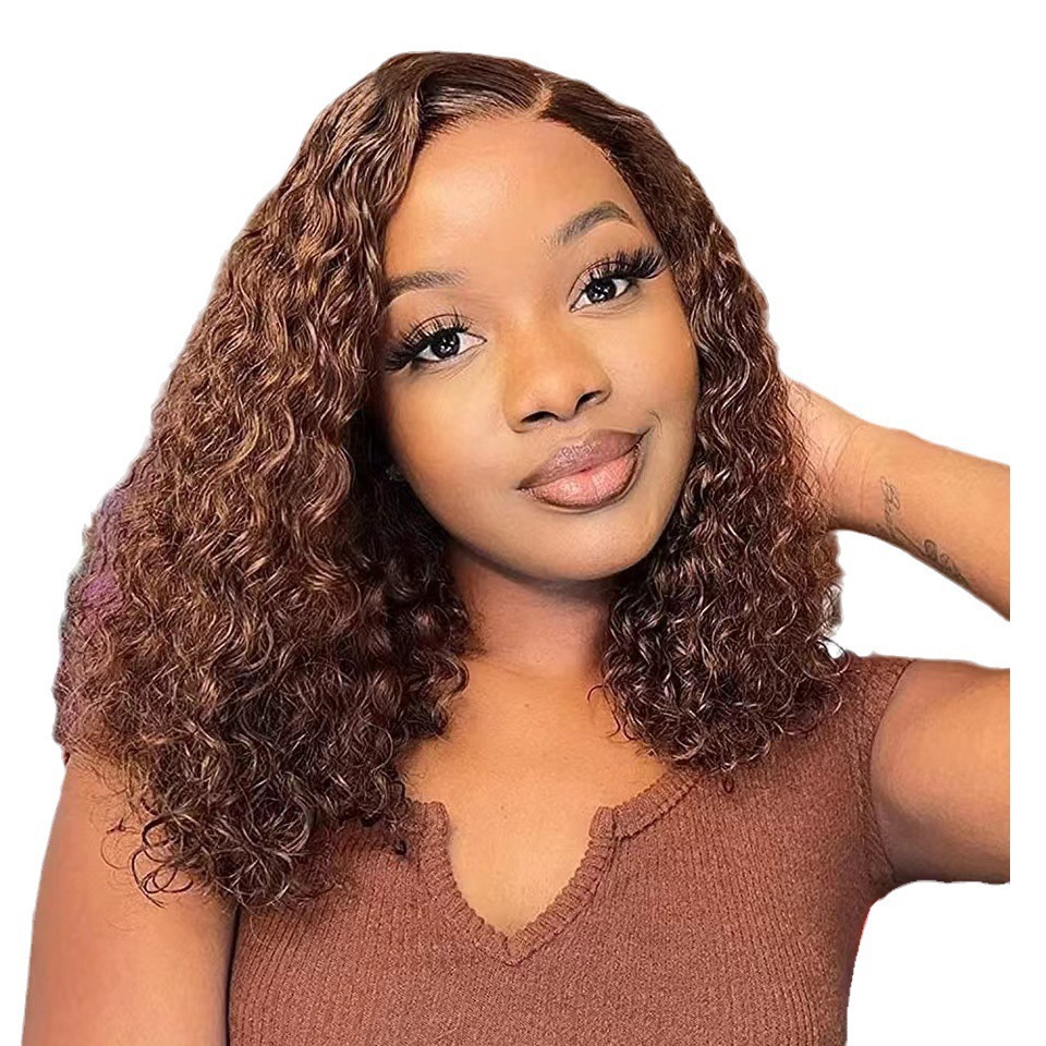 Jerry Curl Bob Wig Hair 13 * 4 Small Roll Wig African Women's Small Roll Short Wig