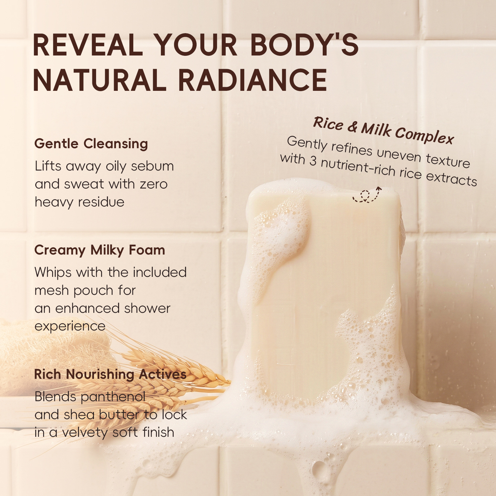 New LAIKOU Rice Milk Soap 100g Cleaning and Moisturizing Oat Soap Cleansing Soap