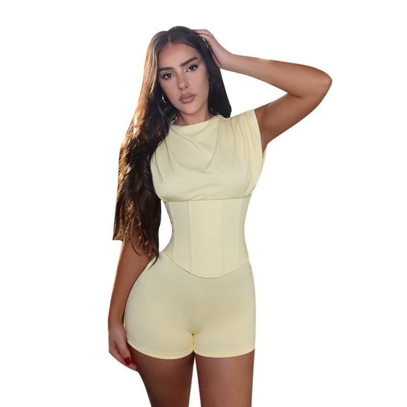 Free delivery of high-quality 2026 new summer women's hot selling base jumpsuit, sexy casual waist cinching jumpsuit