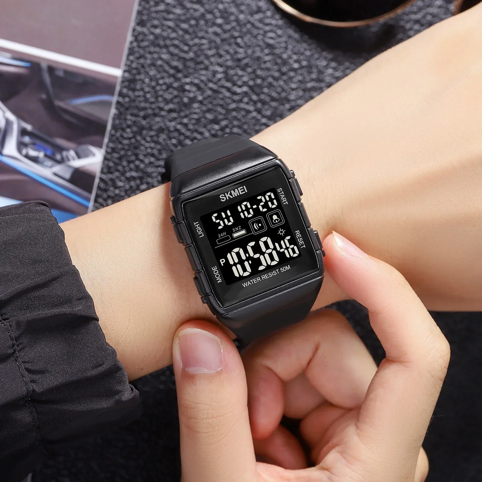 Digital Watch for Men Sport Calendar Countdown Waterproof Wristwatch Mens Shockproof Clock