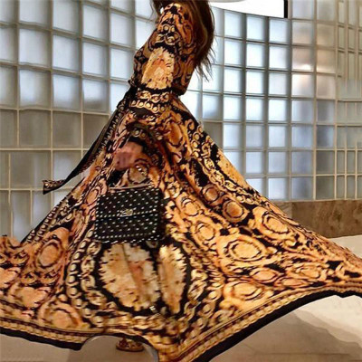 Women's European And American Bohemian New V-neck Digital Retro Printing New Dress