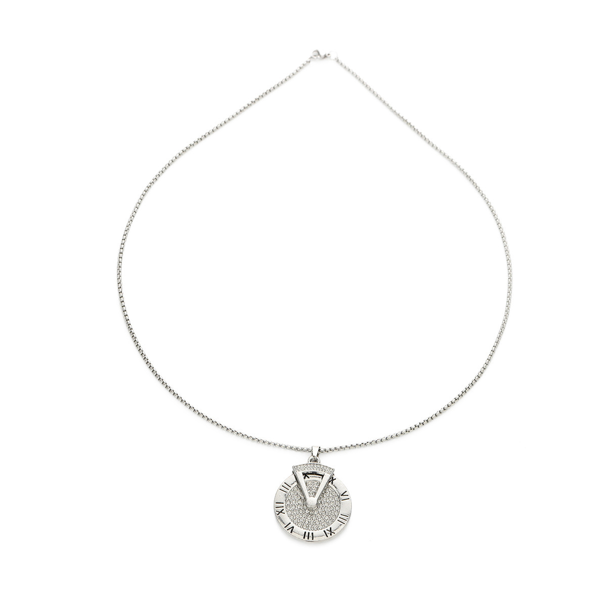 Necklace for men Roman numerals diamond studded roulette wheel high-end and versatile hip-hop new style minimalist accessories
