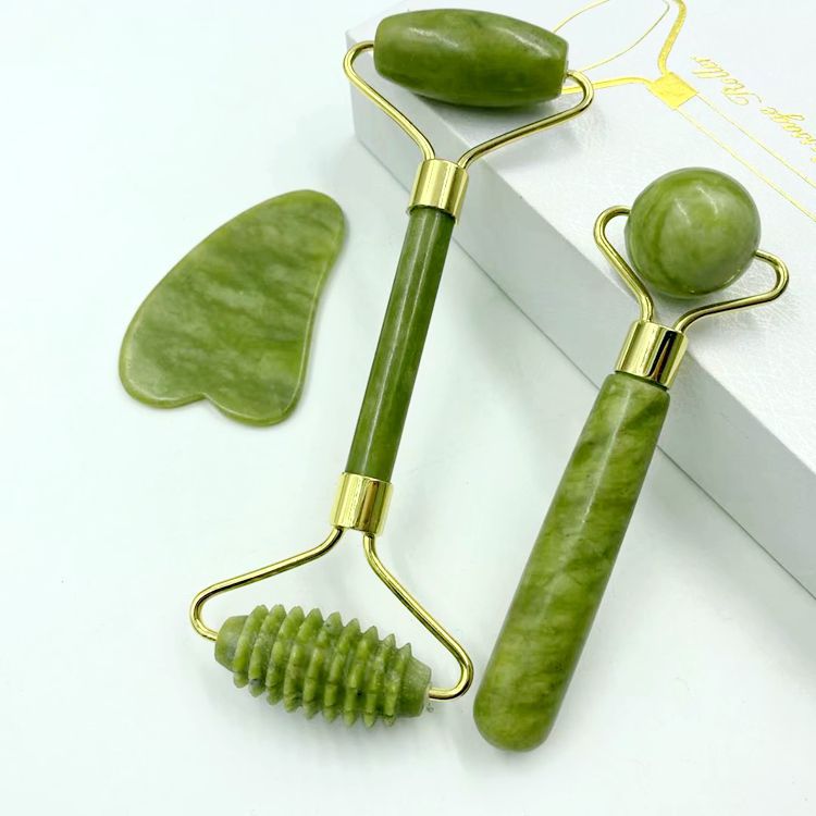 Beauty Tool Natural Jade Beauty Device Double-headed Roller Jade Roller Facial Massage Beauty Device