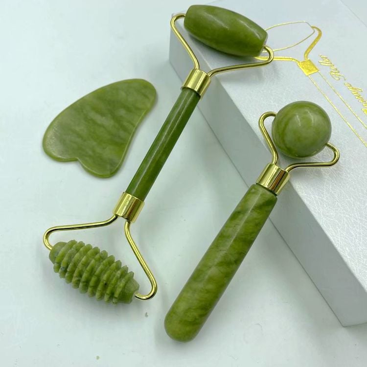 Beauty Tool Natural Jade Beauty Device Double-headed Roller Jade Roller Facial Massage Beauty Device