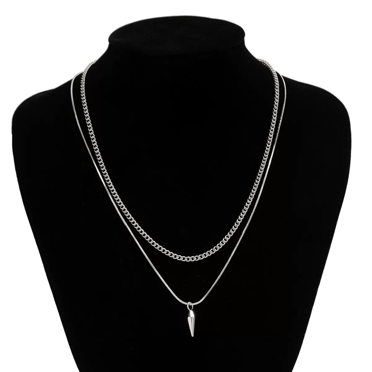 Men's new versatile necklace  men's double layered layering  niche hip-hop trendy cool accessories  accessories and jewelry