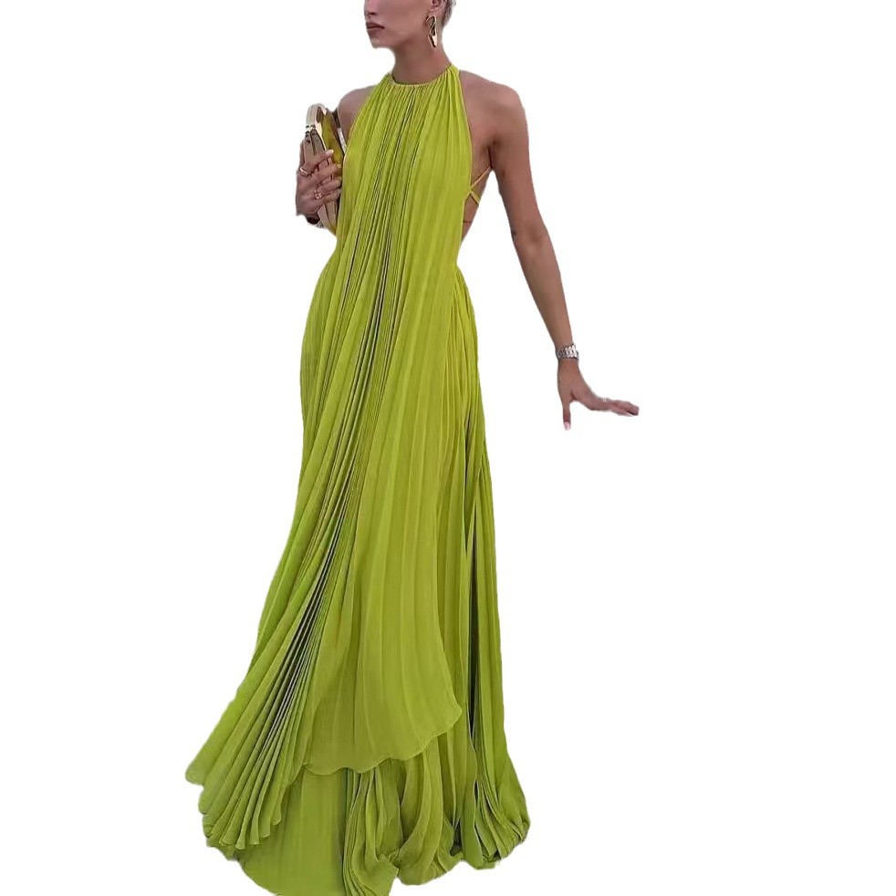 Free delivery of high-quality 2026 new summer women's clothing hot selling round neck sleeveless sexy backless long skirt
