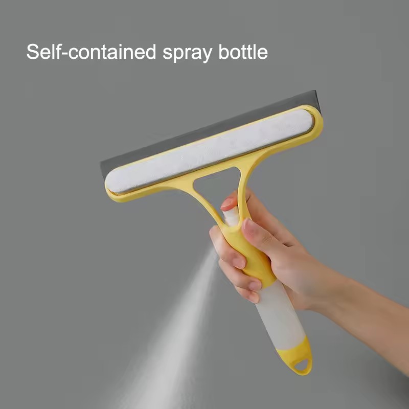 3 in 1 Window Cleaning Squeegee Multi Function Glass Mirror Wiper with Spray Bottle Microfiber Scrub Household Car Cleaner Tools