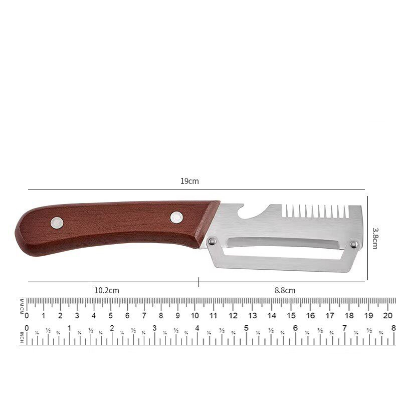 New Three in One Multifunctional Peeler, Scallion Slicer, Wooden Handle, Suitable for Sugarcane, Fruits, and Vegetables